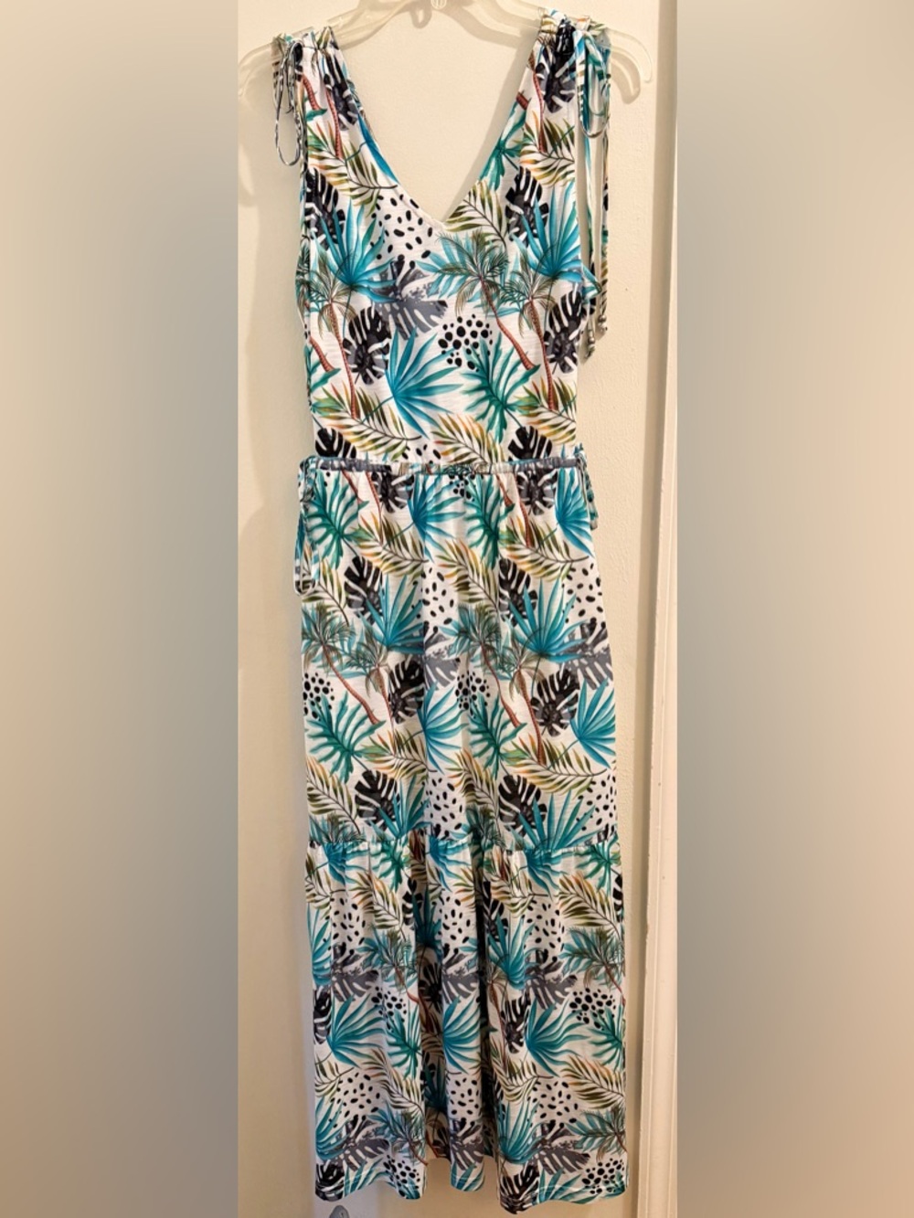 Tango Mango Blue & White Palm-Print Maxi Dress
